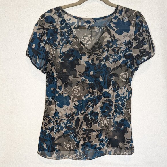 Daisy Fuentes sheer floral v neck blouse - Picture 1 of 2